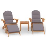 vidaXL Ensemble de salon de jardin Adirondack 3 Pièces bois acacia solide