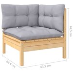 vidaXL Salon de jardin 6 Pièces avec coussins gris bois de pin