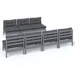 vidaXL Salon de jardin 8 Pièces avec coussins anthracite Bois de pin