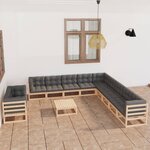 vidaXL Salon de jardin 12 Pièces avec coussins Bois de pin massif
