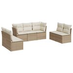 vidaXL Salon de jardin avec coussins 7 Pièces beige résine tressée