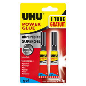 Pack 1 tube de colle 3 g uhu power glue + 1 offert