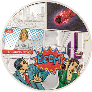 Pièce de monnaie en Argent 5 Dollars g 31.1 (1 oz) Millésime 2023 Meteorite Impacts TENHAM