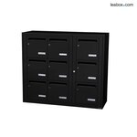 Bloc collectif Leabox 3x3 grade 3 simple face intérieur mural noir 9005 finition brillante