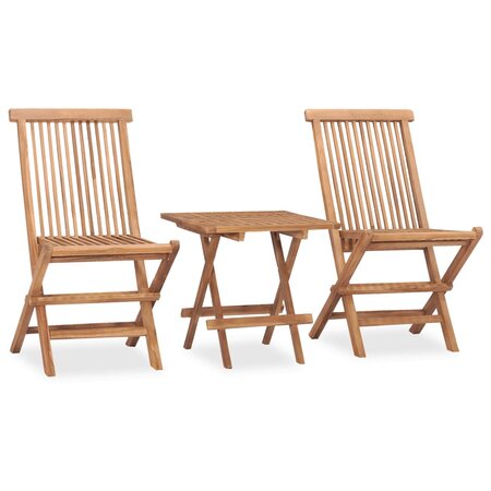 vidaXL Mobilier à dîner d'extérieur pliable 3 Pièces Bois solide de teck