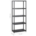 vidaXL Étagère de rangement à 5 niveaux Noir 284x38x170 cm Plastique