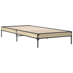 vidaXL Cadre de lit chêne sonoma 90x190 cm bois d'ingénierie et métal