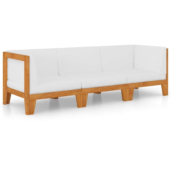 vidaXL Salon de jardin 3 Pièces avec coussins Bois d'acacia solide