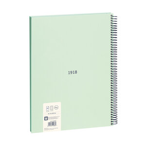 Cahier à spirale  papier quadrillé  80 pages A4  série 1918  vert