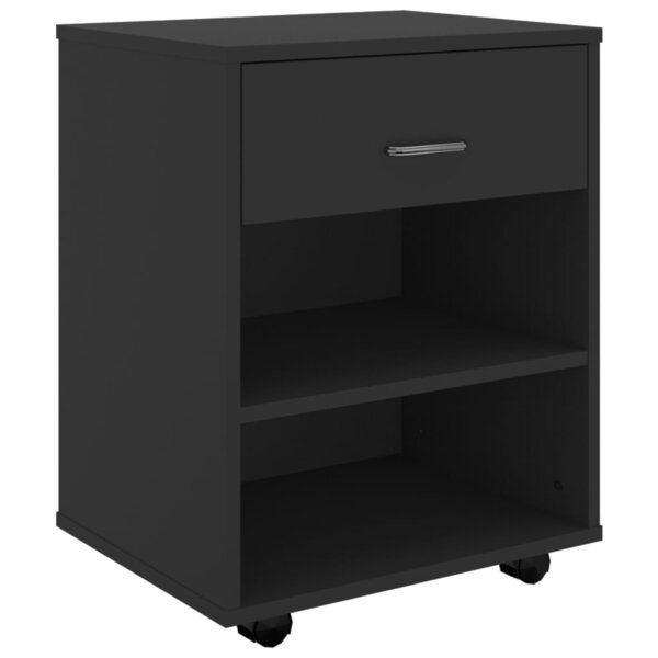 vidaXL Armoire à roulettes Noir 46x36x59 cm Bois d'ingénierie