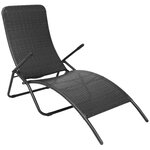 vidaXL Chaise longue pliable résine tressée noir