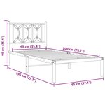 vidaXL Cadre de lit métal avec tête de lit blanc 90x200 cm