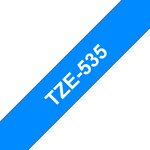 Ruban compatible Brother TZe535 - Texte blanc sur fond bleu - Largeur 12 mm x 8 mètres
