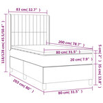 vidaXL Sommier à lattes de lit matelas LED Gris foncé 80x200cm Tissu