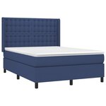 vidaXL Sommier à lattes de lit matelas et LED Bleu 140x200 cm Tissu
