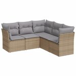 vidaXL Salon de jardin avec coussins 5 Pièces beige résine tressée