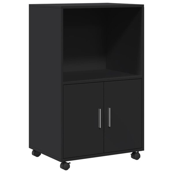 vidaXL Armoire à roulettes noir 55x40x91 cm bois d'ingénierie