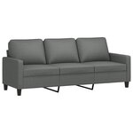 vidaXL Canapé à 3 places avec repose-pieds Gris foncé 180 cm Tissu