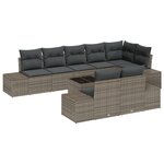 vidaXL Ensemble de canapés de jardin 8 pièces avec coussins en rattan synthétique gris