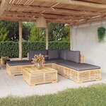 vidaXL Salon de jardin 6 Pièces avec coussins Bois de teck solide