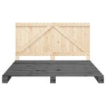 vidaXL Cadre de lit et tête de lit gris 200x200 cm bois de pin massif