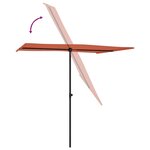 vidaXL Parasol d'extérieur avec mât en aluminium 2x1 5 m Terre cuite