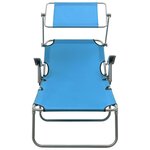 vidaXL Chaise longue avec auvent acier bleu