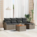 vidaXL Ensemble de Canapés de Jardin de 6 Pièces avec Coussins en Rattan Poly Gris
