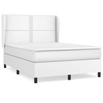 vidaXL Sommier à lattes de lit avec matelas Blanc 140x200cm Similicuir