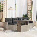 vidaXL Salon de jardin 5 Pièces avec coussins gris clair résine tressée