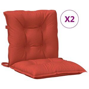 vidaXL Coussins de chaise à dossier bas lot de 2 rouge mélangé tissu