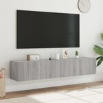 vidaXL Meubles TV muraux et lumières LED 2Pièces sonoma gris 80x35x31 cm