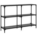 vidaXL Table console avec dessus en verre noir 118 5x30x81 cm acier