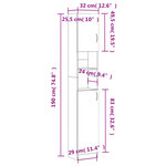 vidaXL Armoire de salle de bain Gris béton 32x25 5x190 cm Aggloméré