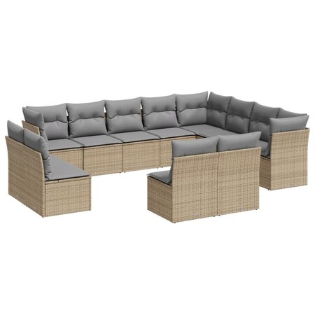 vidaXL Salon de jardin avec coussins 12 Pièces beige résine tressée