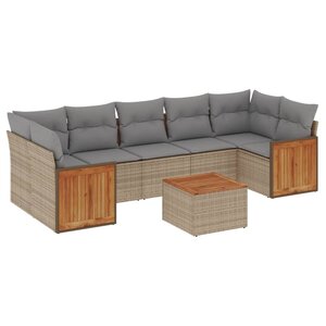 vidaXL Salon de jardin avec coussins 8 Pièces beige résine tressée