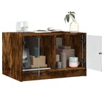 vidaXL Table basse avec portes en verre chêne fumé 68x50x42 cm