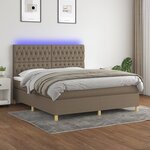 vidaXL Sommier à lattes de lit et matelas et LED Taupe 160x200cm Tissu