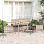 vidaXL Salon de jardin 4 Pièces avec coussins Gris Résine tressée