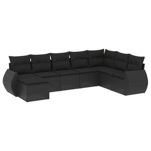 vidaXL Salon de jardin 8 Pièces avec coussins noir résine tressée