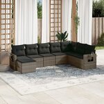 vidaXL Salon de jardin 8 Pièces avec coussins gris résine tressée
