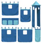 vidaXL Lit superposé avec toboggan et rideaux bleu 90x190 cm