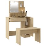 vidaXL Ensemble de coiffeuse avec LED Chêne sonoma Bois d'ingénierie