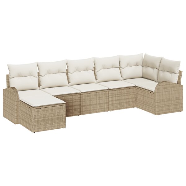 Ensemble de canapé 7 pièces avec coussins Beige Rotin