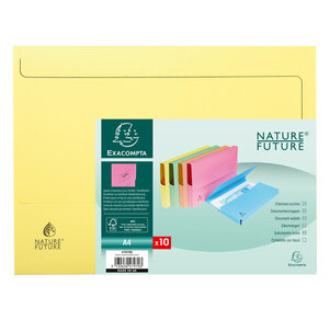Paquet de 10 chemises à poche Nature Future, en carte jura 220g, assortis pastel EXACOMPTA