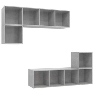 vidaXL Ensemble de meuble TV 4 Pièces Gris béton Aggloméré