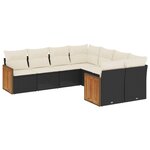 vidaXL Salon de jardin 8 Pièces avec coussins noir résine tressée