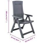 vidaXL Chaises inclinables de jardin 2 Pièces Plastique Anthracite