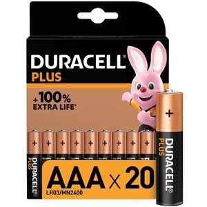 Duracell - NOUVEAU Piles alcalines AAA Plus, 1.5 V LR03 MN2400, paquet de 20