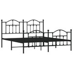 vidaXL Cadre de lit métal sans matelas avec pied de lit noir 160x200cm